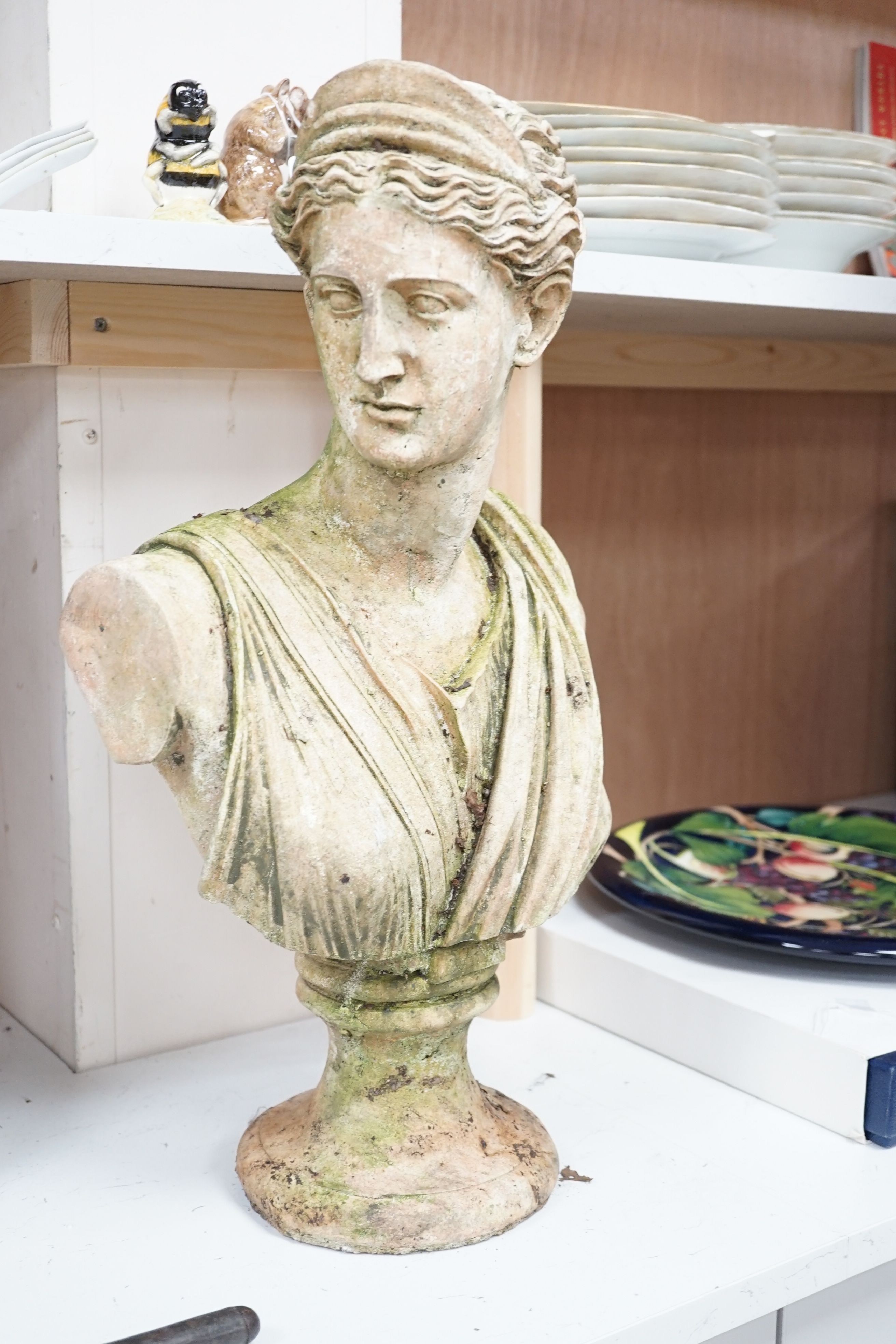 A composition stone portrait bust, Diana, 53cm.